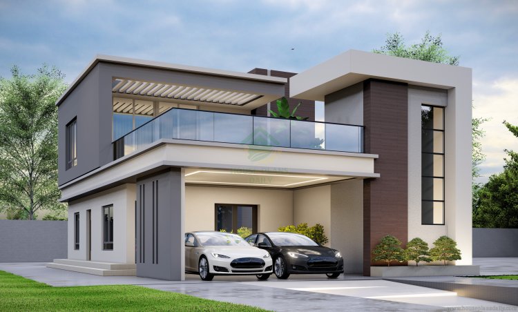 Two Storey House Design with Car Parking | Front Elevation Design