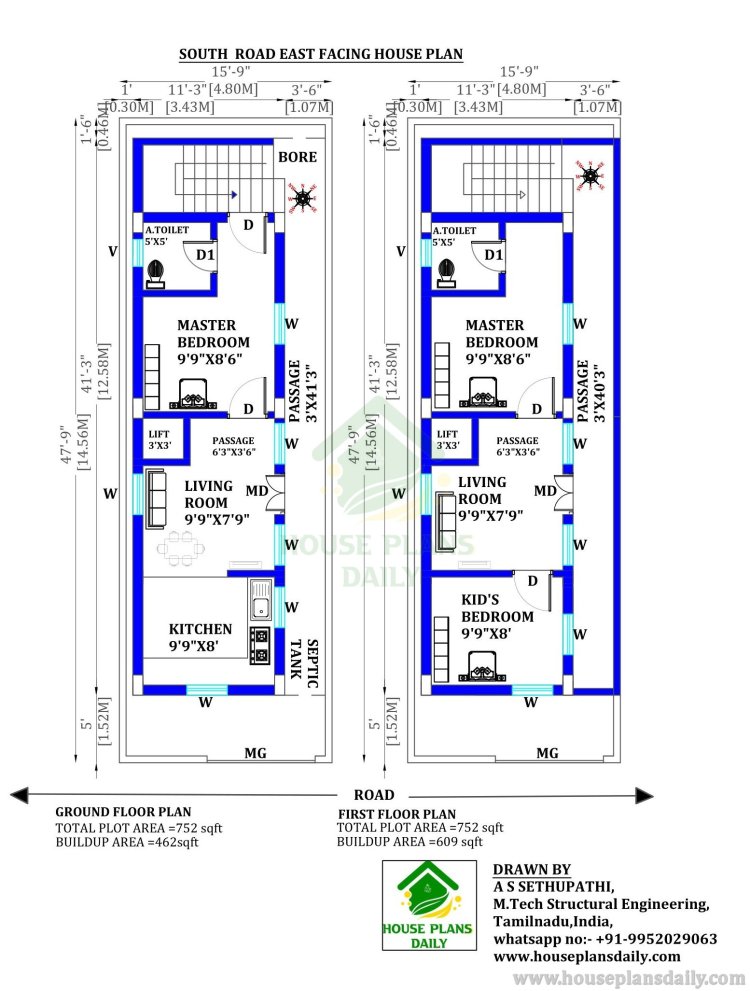 South Road East Facing House Design | Single Bedroom Design