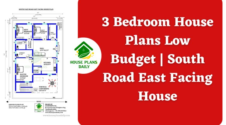 3 Bedroom House Plans Low Budget | South Road East Facing House