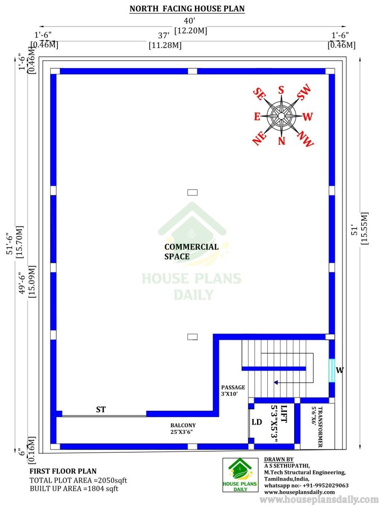 Commercial Floor Plan | Commercial Plan | North Facing Plan