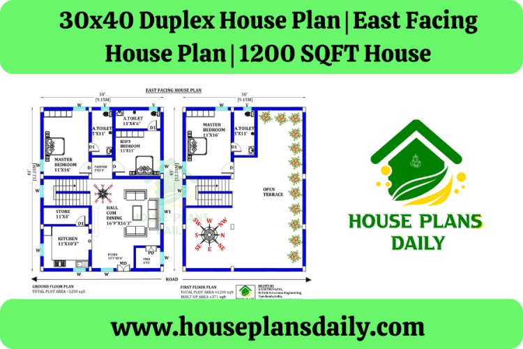 30x40 Duplex House Plan | East Facing House Plan | 1200 SQFT House