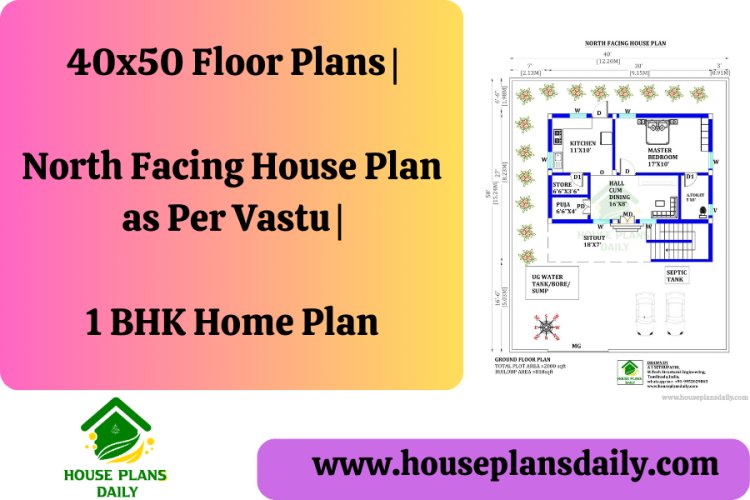 40x50 Floor Plans | North Facing House Plan as Per Vastu | 1 BHK Home Plan