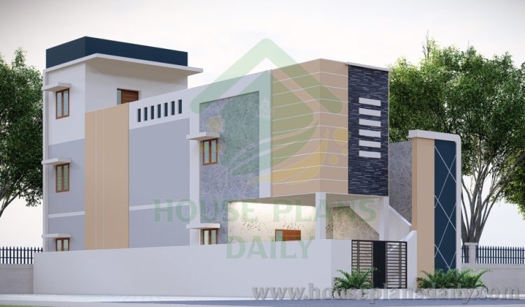 THREE STORY MODERN EAST FACING HOUSE PLAN WITH ELEVATION