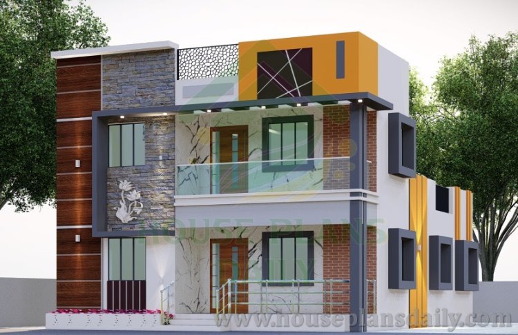 SOUTH FACING DUPLEX PLAN WITH ELEVATION | 1200 SQFT STRUCTURAL DRAWING