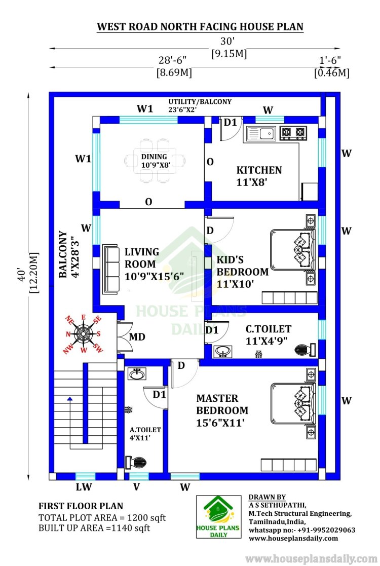 30X40 WEST FACING HOUSE PLANS WITH G+4 AND STRUCTURAL DESIGNS