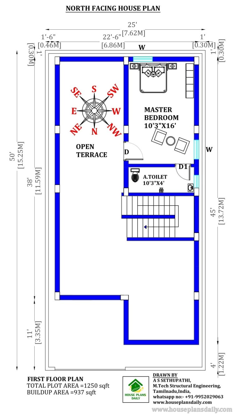 3BHK HOME DUPLEX LAYOUT | NORTH FACING VASTU HOUSE PLAN