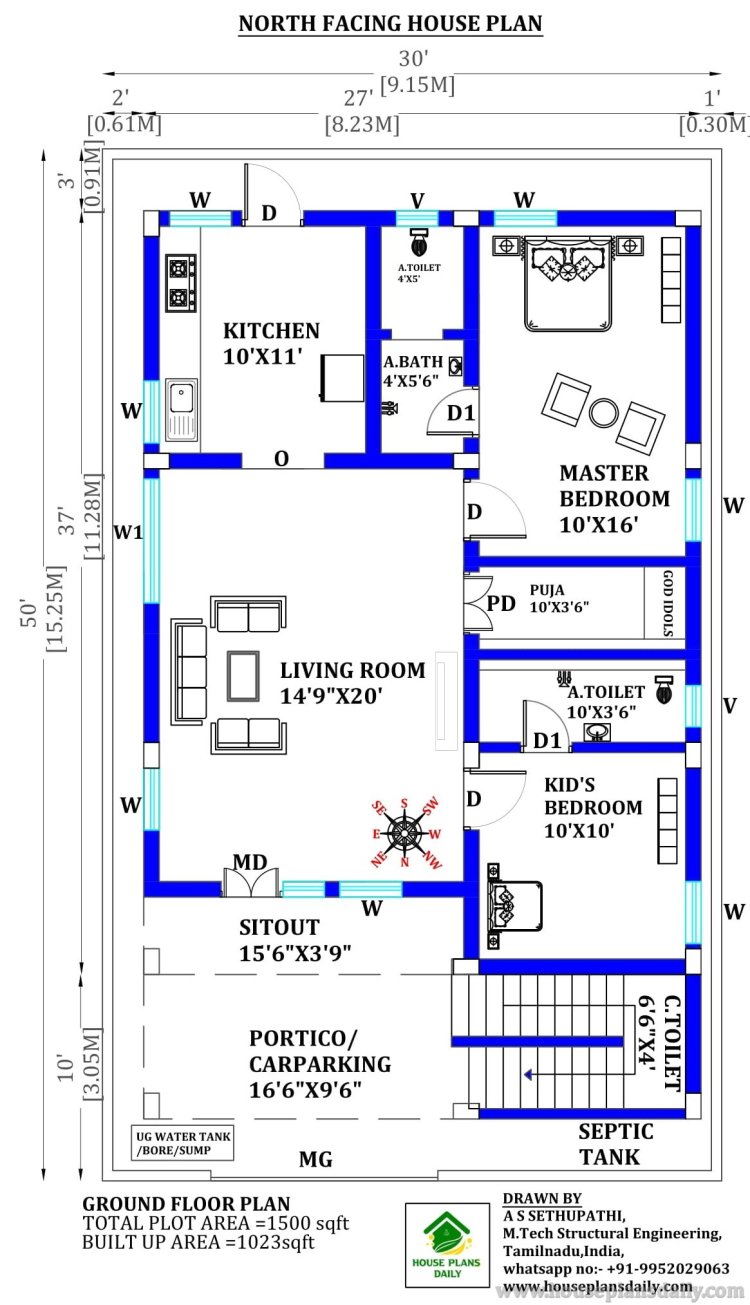 3 BHK OFFICE ROOM PLAN | NORTH FACE DUPLEX PLAN