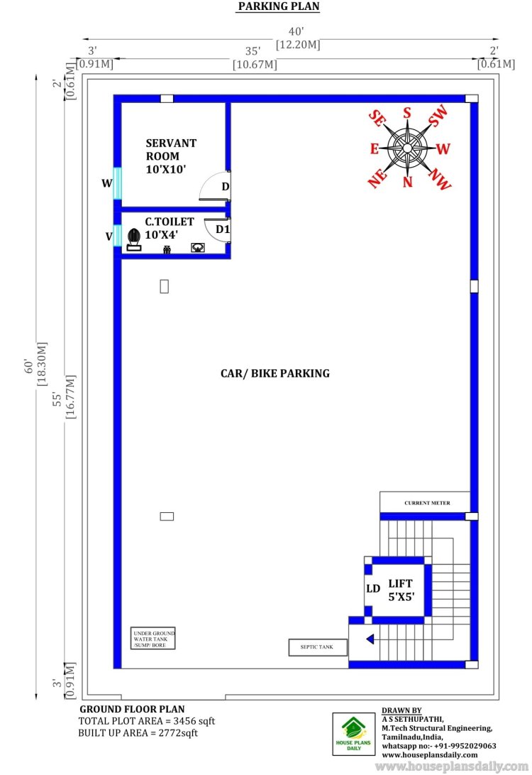 COMMERCIAL AND RESIDENTIAL BUILDING PLANS | EAST FACING SHOP PLAN