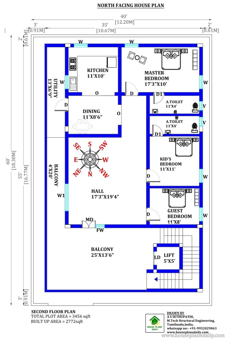 COMMERCIAL AND RESIDENTIAL BUILDING PLANS | EAST FACING SHOP PLAN