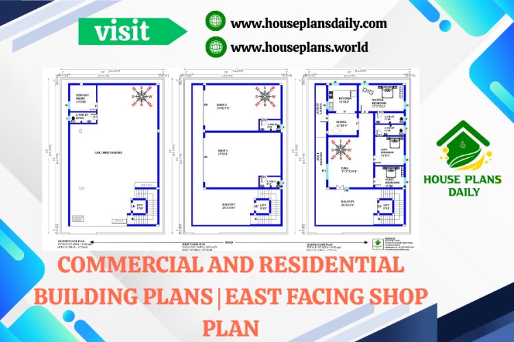 COMMERCIAL AND RESIDENTIAL BUILDING PLANS | EAST FACING SHOP PLAN