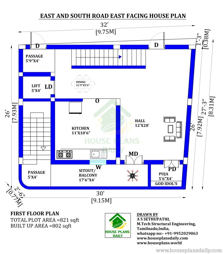 RENTAL CUM HOUSE PLAN WITH PARKING | STRUCTURAL LAYOUT DRAWING | DUPLEX PLAN