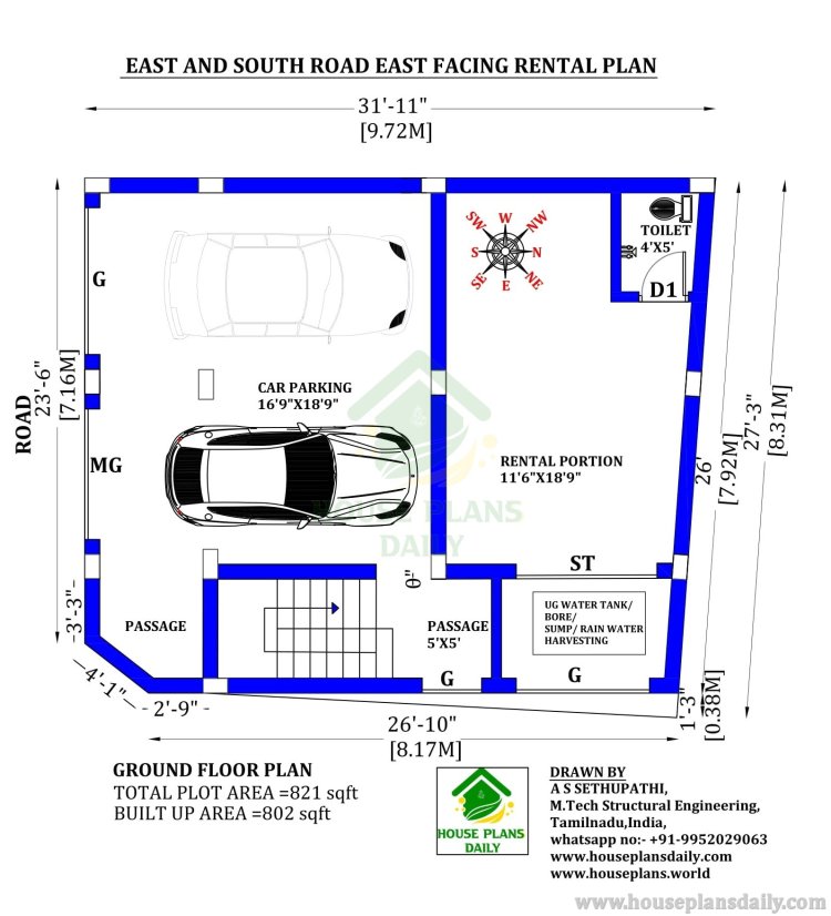 EAST FACING HOUSE PLAN WITH COMMERCIAL SHOP