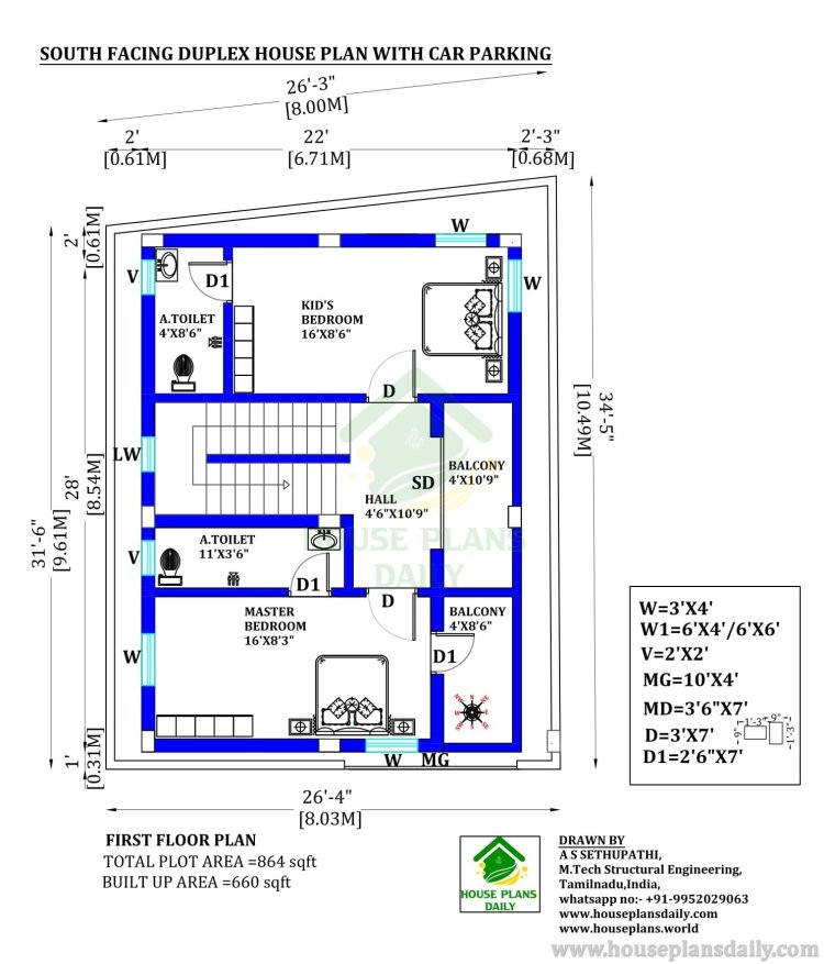 MODERN HOUSE ELEVATION DESIGN | SOUTH FACING DUPLEX HOUSE PLAN