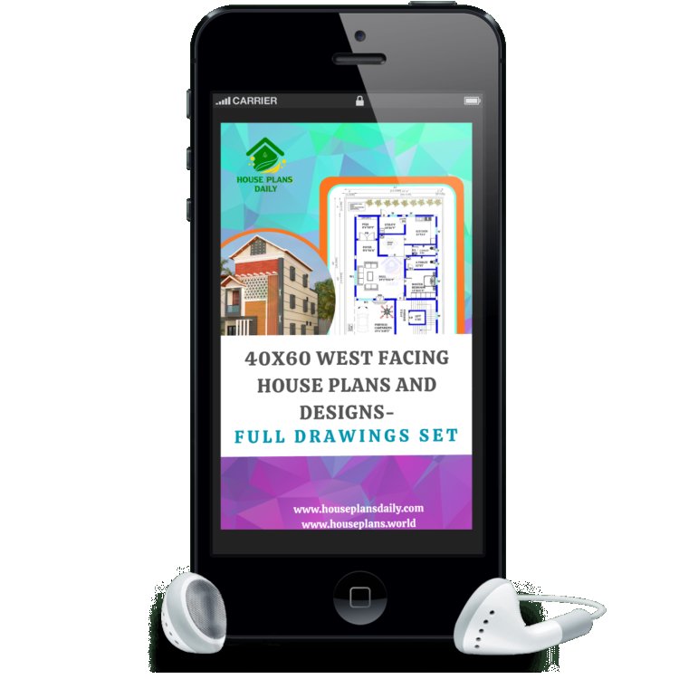 40x60 West Facing House Plans and Designs-Full Drawings Set